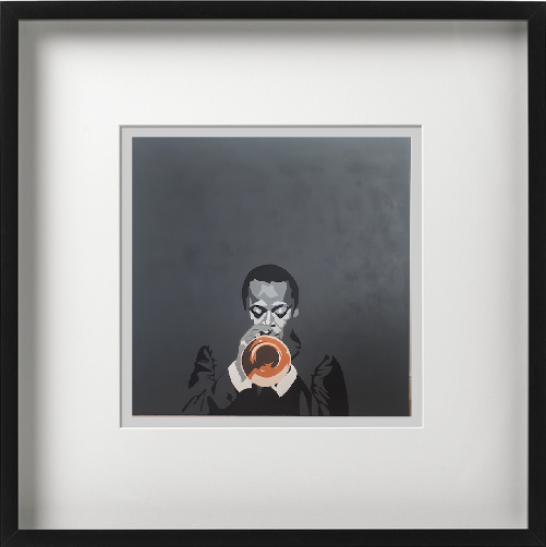 A Limited Edition Fine Art giclee Print of Miles Davis, hand finished with 23 carat gold leaf