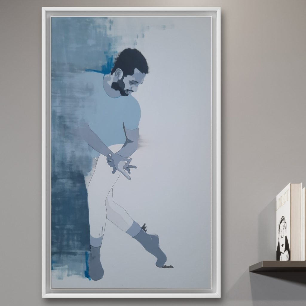 Framed ballet poster with Junor Souza of English National Ballet company UK in ballet pose. Ballet gifts for boys, junor de oliveira souza of english national ballet wall art poster, a painting of junor de oliveira souza of english national ballet, a poster junor de oliveira souza of english national ballet, buy a poster of junor de oliveira souza of english national ballet, buy a painting of junor de oliveira souza of english national ballet, paintings of great brazilian ballet dancers
